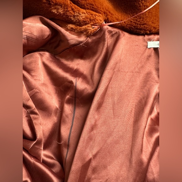 Easel Faux Fur Teddy Jacket Coat Rich Rust Orange Brown L - Picture 11 of 12